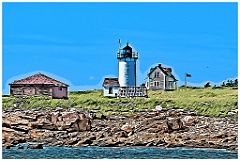 Remote Great Duck Island Light in Acadia -Digital Painting